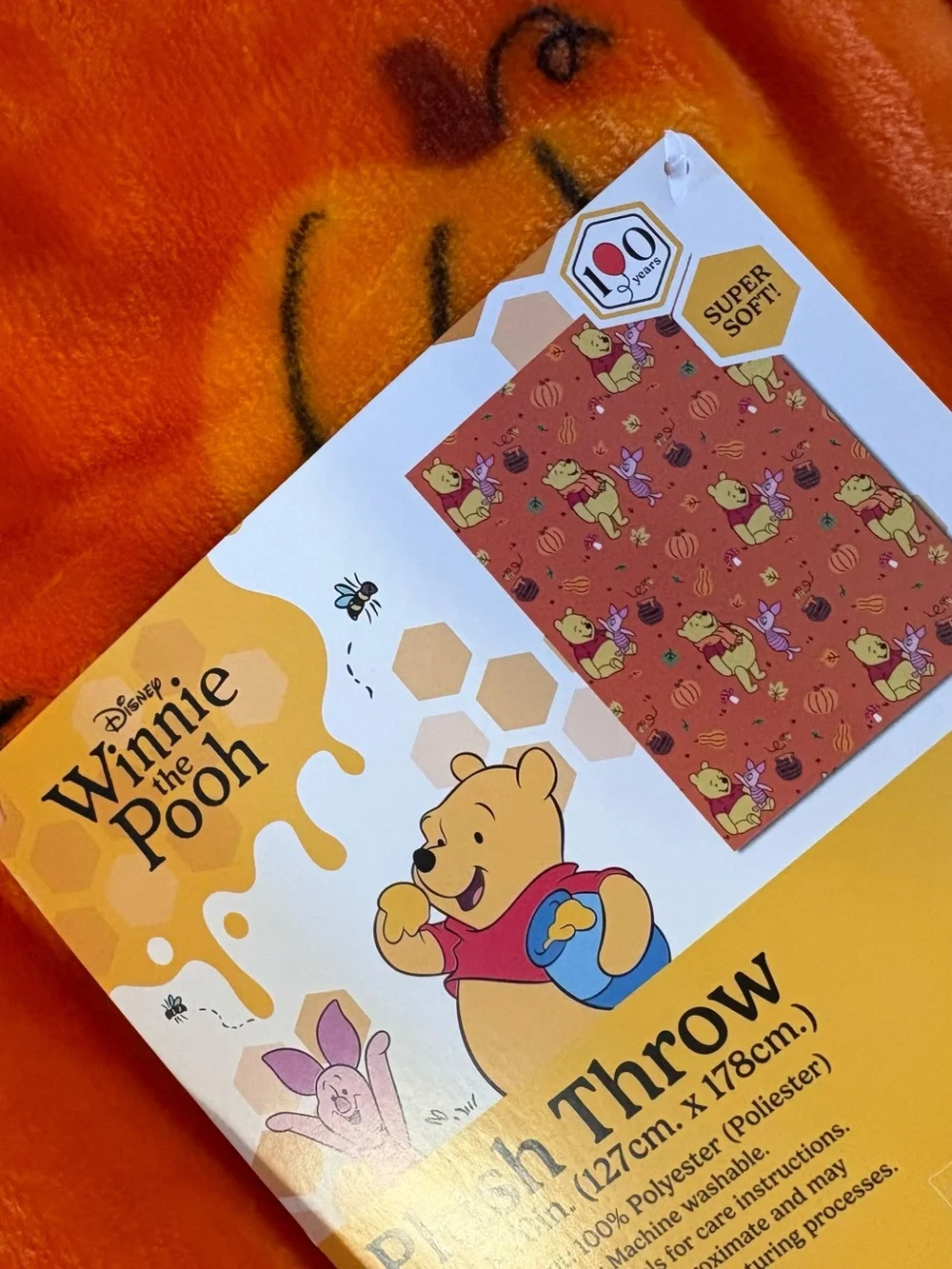 Disney Winnie the Pooh Orange Plush Throw for Kids fall edition